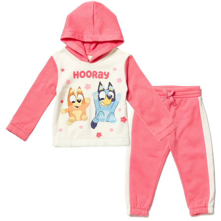 (Available in size 3T only)Bluey Bingo Toddler Girls Fleece Top and Pants Pink/White 3T