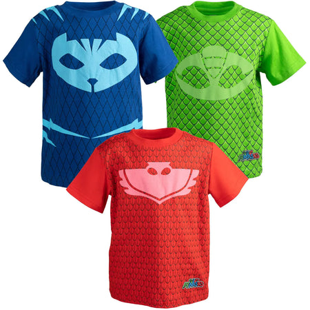 (Available in size 4T only)Masks Gekko Catboy Owlette Toddler Boys 3 Pack Graphic T-Shirts Blue/Green/Red 4T