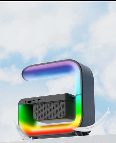 (Free Shipping)(Tariffs included in price)Multifunction Bluetooth LED Night Light Speaker Alarm Clock Wireless Charging Moblie Phone 15W Colorful Subwoofer RGB Light Home