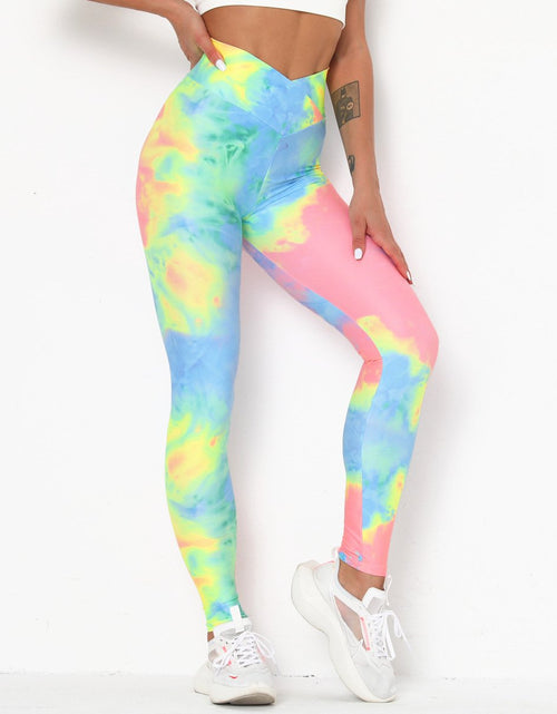 Load image into Gallery viewer, Tie-Dye Cross-Waist Fitness &amp; Yoga Pants
