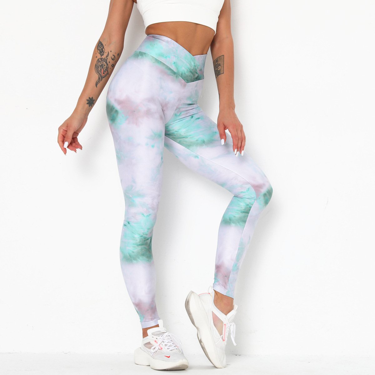 Tie-Dye Cross-Waist Fitness & Yoga Pants