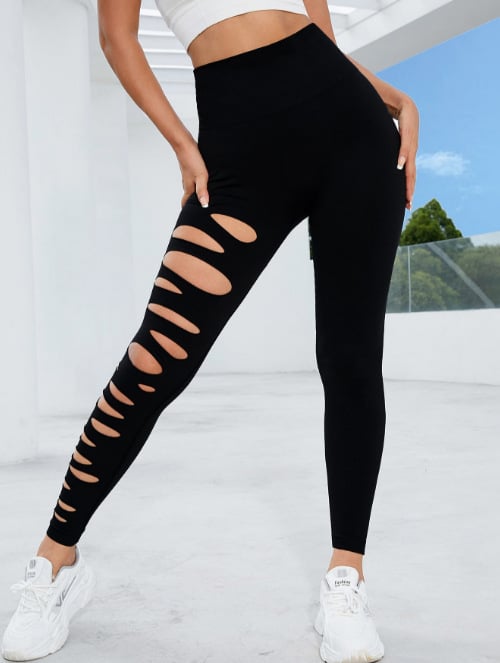 High Waist Hollow Tie-Dye Yoga Fitness Pants