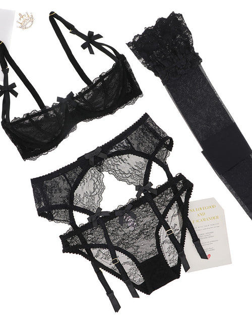 Load image into Gallery viewer, Varsbaby Lace Lingerie Set with Bra, Panties, and Stockings

