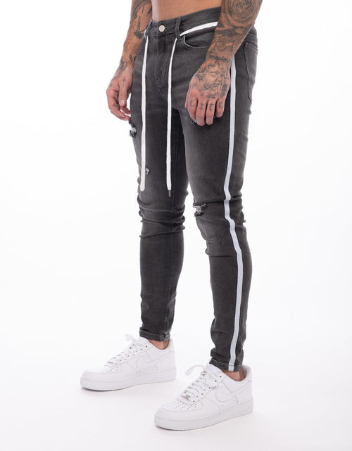 Load image into Gallery viewer, Men's Skinny Ripped Denim Pants with Patch Details
