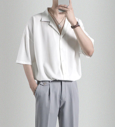 Men's Loose Casual Draped Ice Silk Shirt