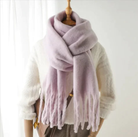 Mohair All-Matching Winter Fringe Scarf