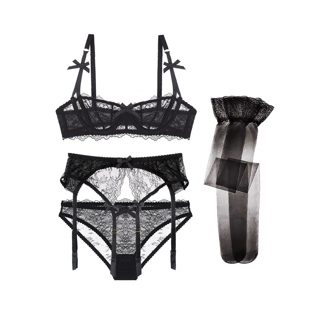 Varsbaby Lace Lingerie Set with Bra, Panties, and Stockings