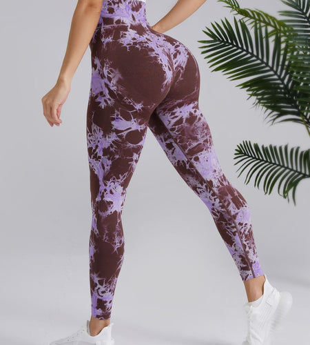 Two-color Tie-dye High Waist Fitness Running Pants