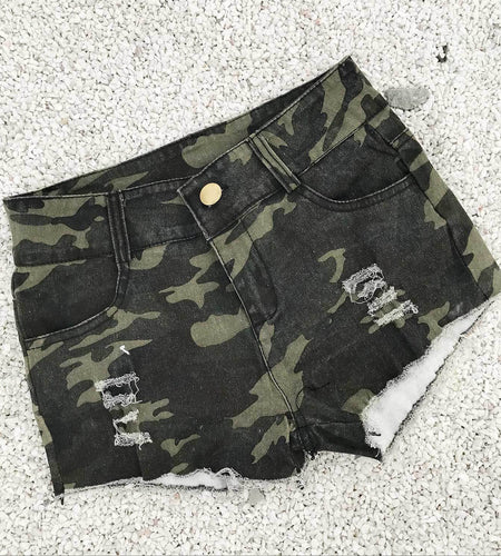 High Waist Ripped Denim Shorts for Women