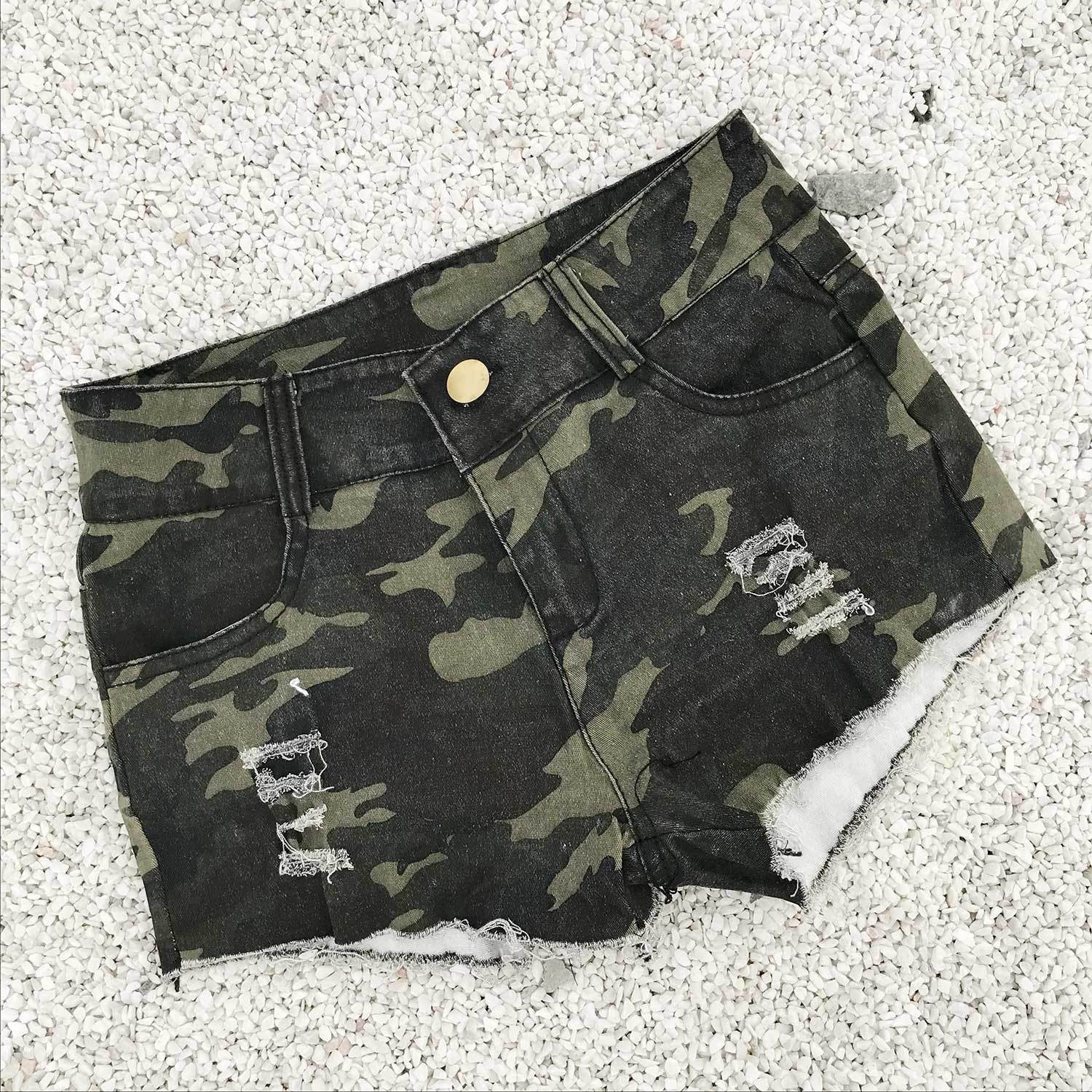 High Waist Ripped Denim Shorts for Women
