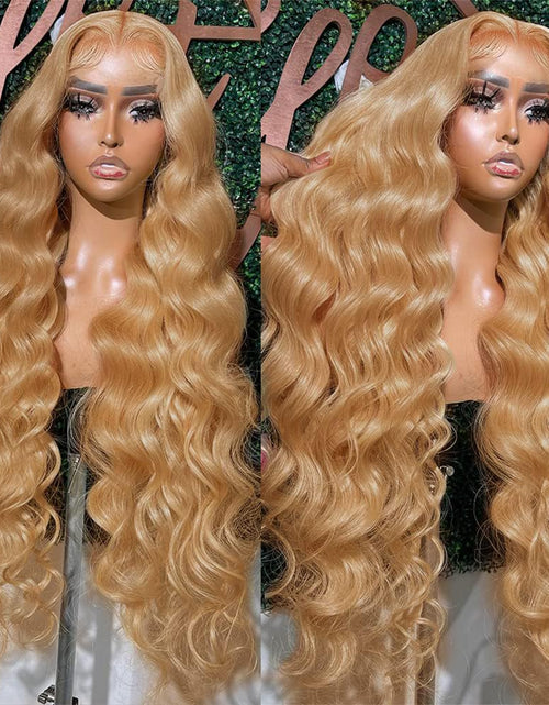Load image into Gallery viewer, ediere Honey Blonde HD Lace Front Wig Human Hair 13x4 Blonde Lace Front Human Hair Wig For Women 27# Blonde Body Wave Wig Honey Blonde Wig Human Hair Free Part With Baby Hair 180% Density 20Inch
