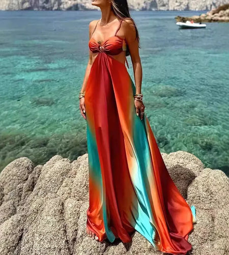 Vibrant Mosaic Halter Dress