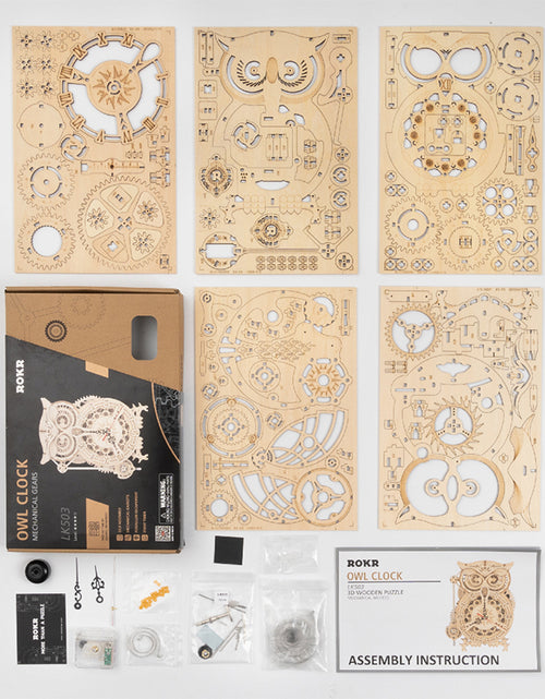 Load image into Gallery viewer, DIY Wooden Mechanical Owl Clock Model for Home Decor
