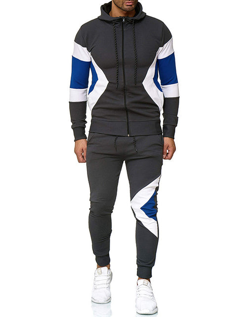 Load image into Gallery viewer, Men's Color Block Hoodie and Sweatpants Set
