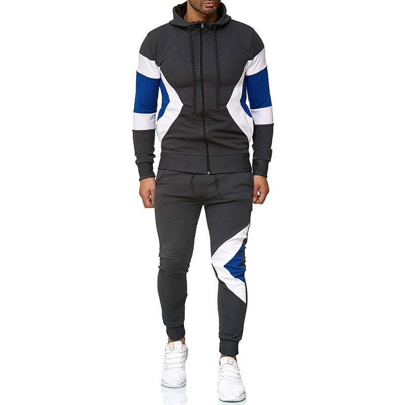 Men's Color Block Hoodie and Sweatpants Set