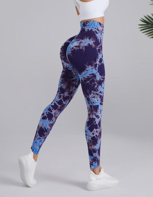 Load image into Gallery viewer, Two-color Tie-dye High Waist Fitness Running Pants
