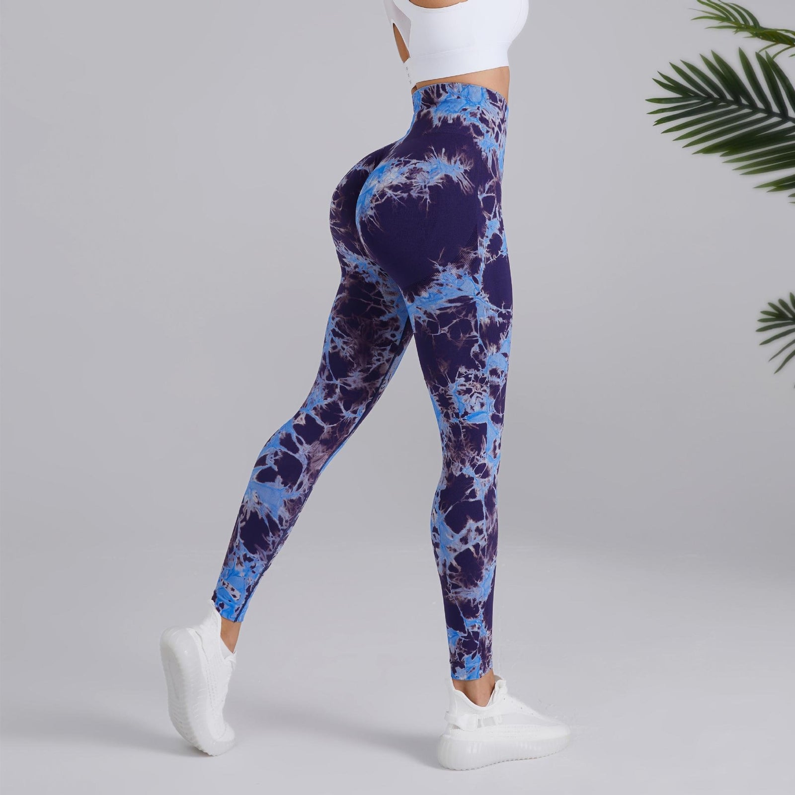 Two-color Tie-dye High Waist Fitness Running Pants