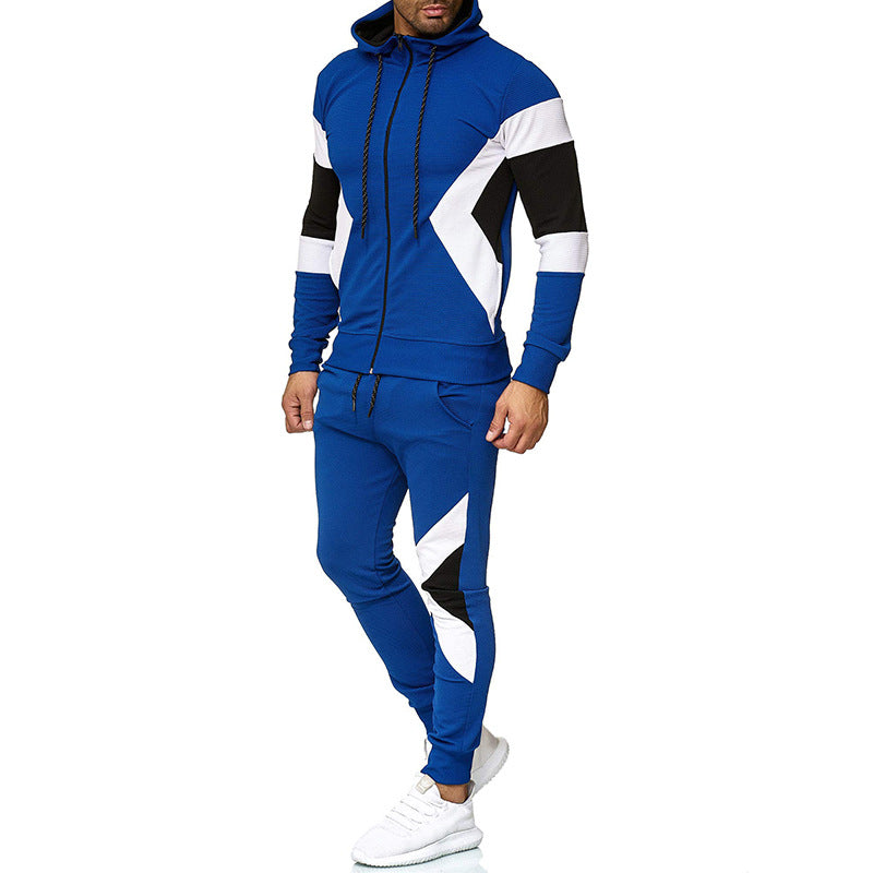 Men's Color Block Hoodie and Sweatpants Set