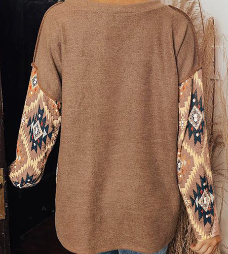 Women's Clothing Ethnic Style Long Sleeve T-shirt