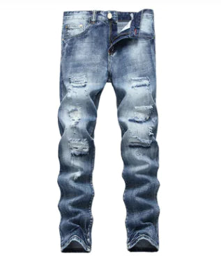 Load image into Gallery viewer, Cross Border Men&#39;s Ripped Straight Regular Jeans
