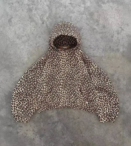 Cross Border Vintage Leopard Print Printed Hoodie Couple Zipper Pullover Sweater