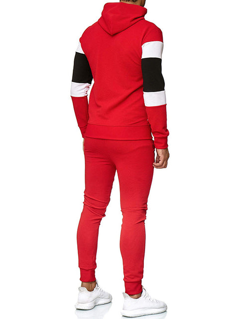 Load image into Gallery viewer, Men's Color Block Hoodie and Sweatpants Set
