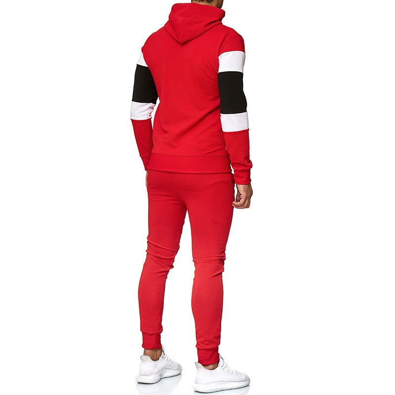 Men's Color Block Hoodie and Sweatpants Set