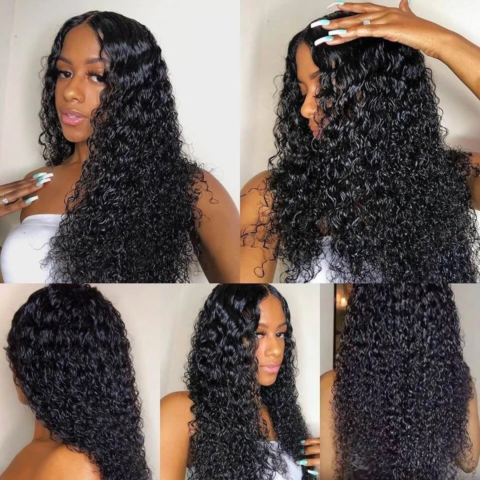 Black Lace Long Curly Wig – Heat-Resistant Synthetic