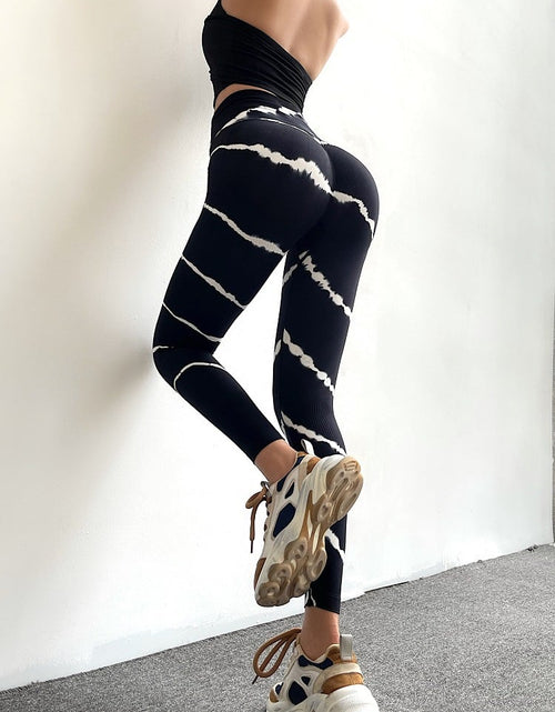 Load image into Gallery viewer, Tie-Dye High Waist Stretch Fitness Crop Pants
