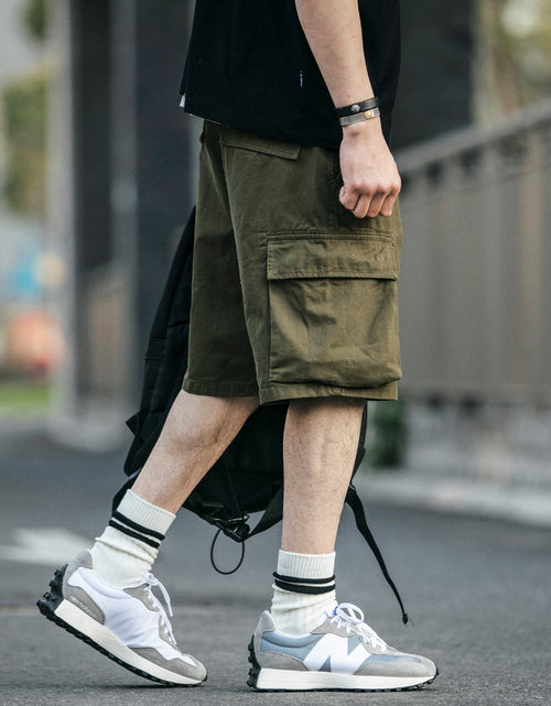 Load image into Gallery viewer, Multi-Pocket Khaki Army Green Work Shorts
