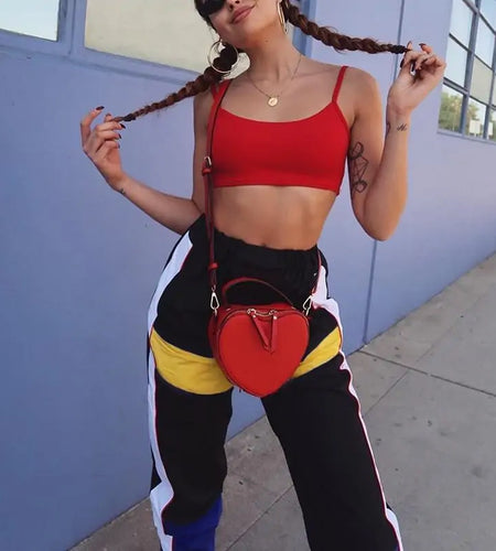 High Waist Patchwork Joggers