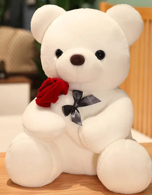 Load image into Gallery viewer, Hugging Roses Teddy Bear Plush Pillow
