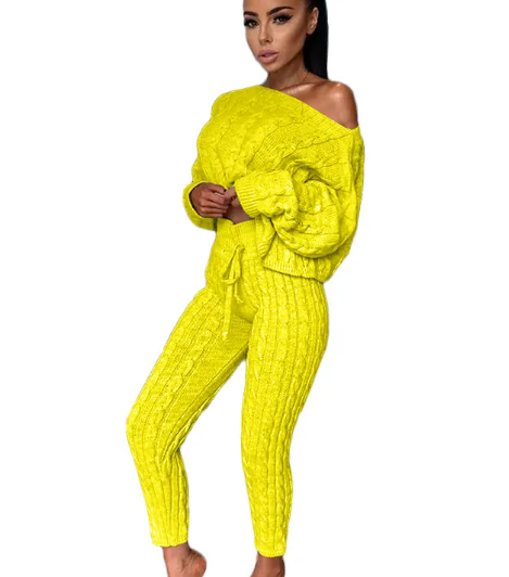 Load image into Gallery viewer, Autumn-Winter Knitted Two-Piece Tracksuit for Women
