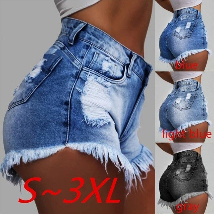 High-Waisted Ripped Denim Shorts for Women