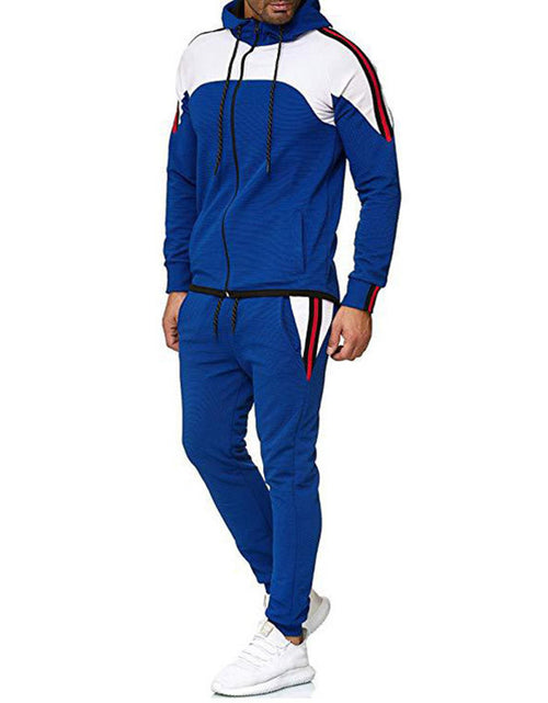 Load image into Gallery viewer, Men's Casual Sports Set with Color Block Hoodie
