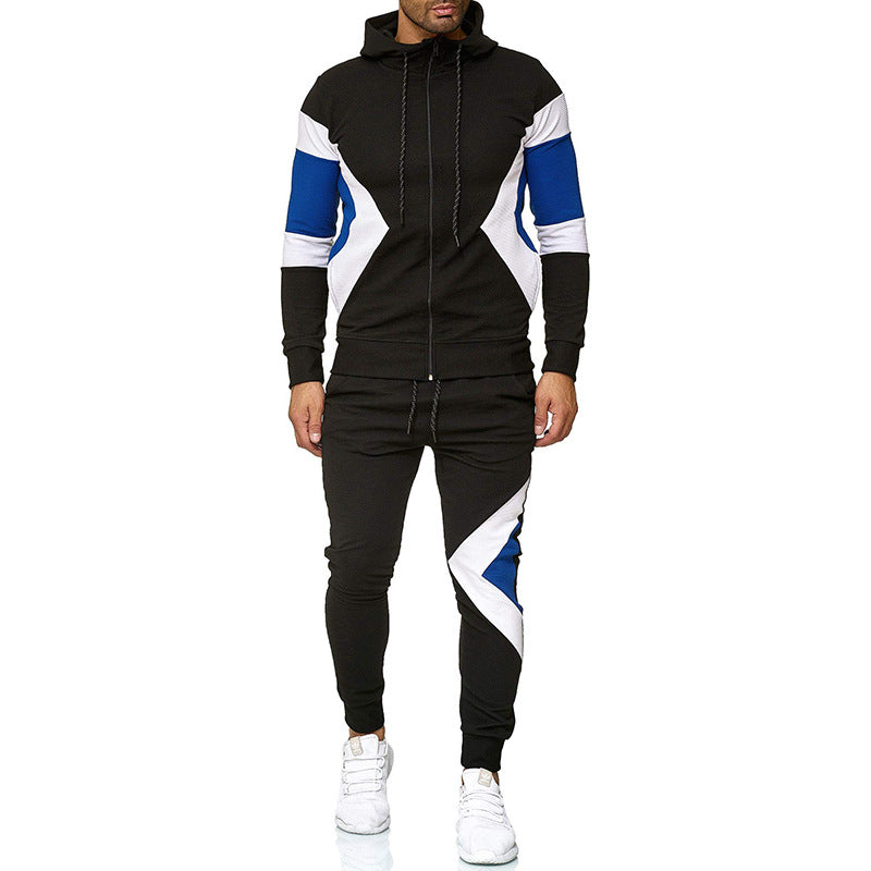 Men's Color Block Hoodie and Sweatpants Set