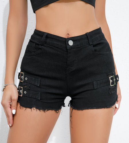 High Waist Ripped Denim Shorts for Casual Outings