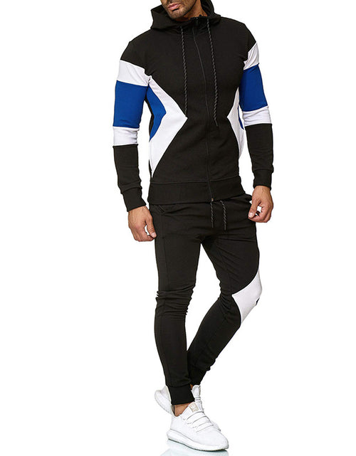Load image into Gallery viewer, Men's Color Block Hoodie and Sweatpants Set
