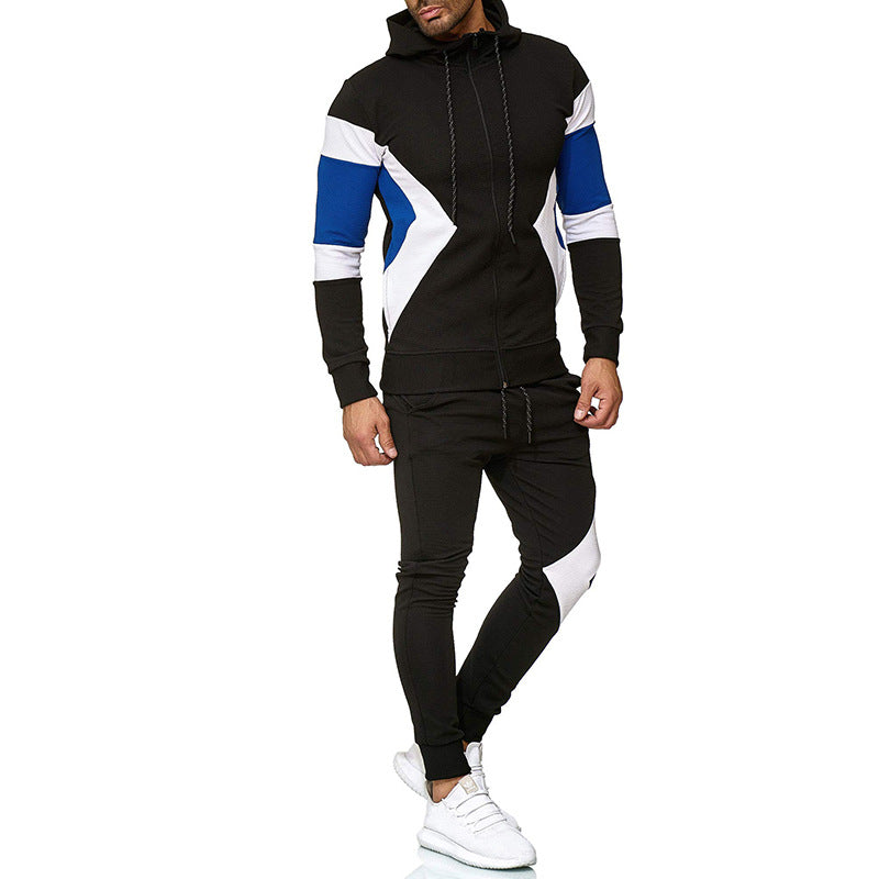 Men's Color Block Hoodie and Sweatpants Set
