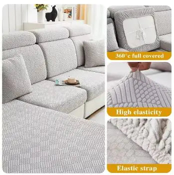 Jacquard Stretch Sofa Cushion Cover  Fits L-Shaped Sectionals