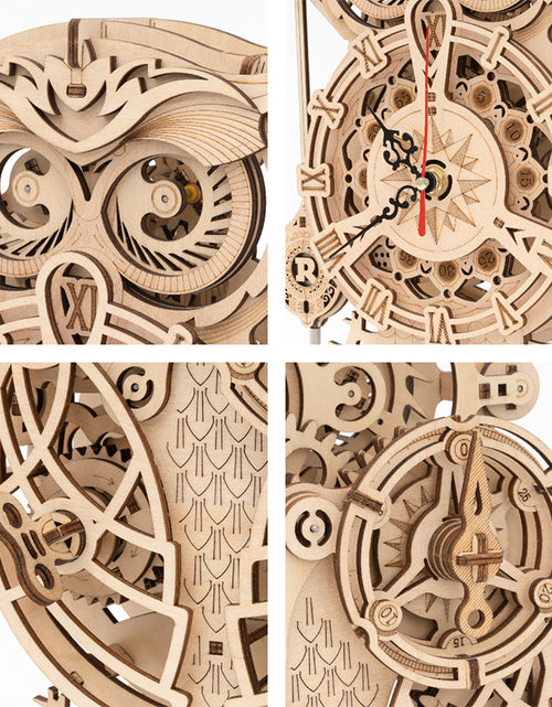 Load image into Gallery viewer, DIY Wooden Mechanical Owl Clock Model for Home Decor
