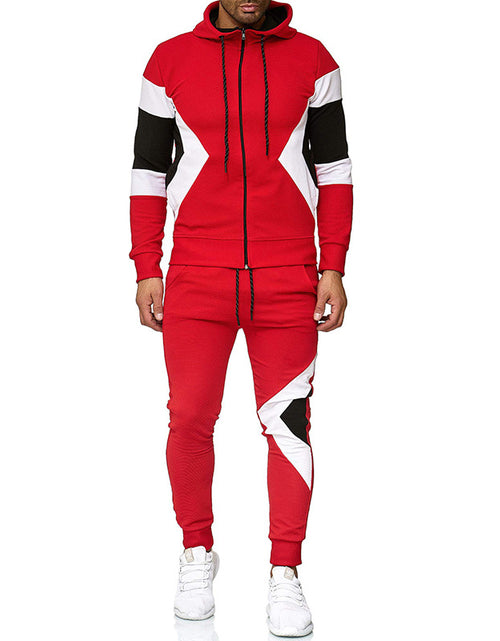 Load image into Gallery viewer, Men's Color Block Hoodie and Sweatpants Set
