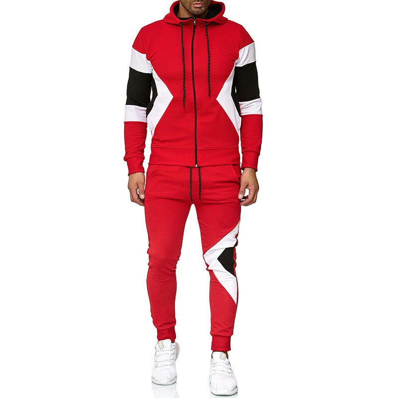 Men's Color Block Hoodie and Sweatpants Set