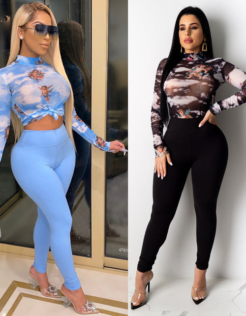 Load image into Gallery viewer, Spring Summer Women's Knitted Print Two-Piece Set
