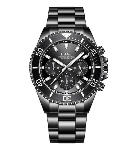 Men's quartz watch with waterproof steel strap