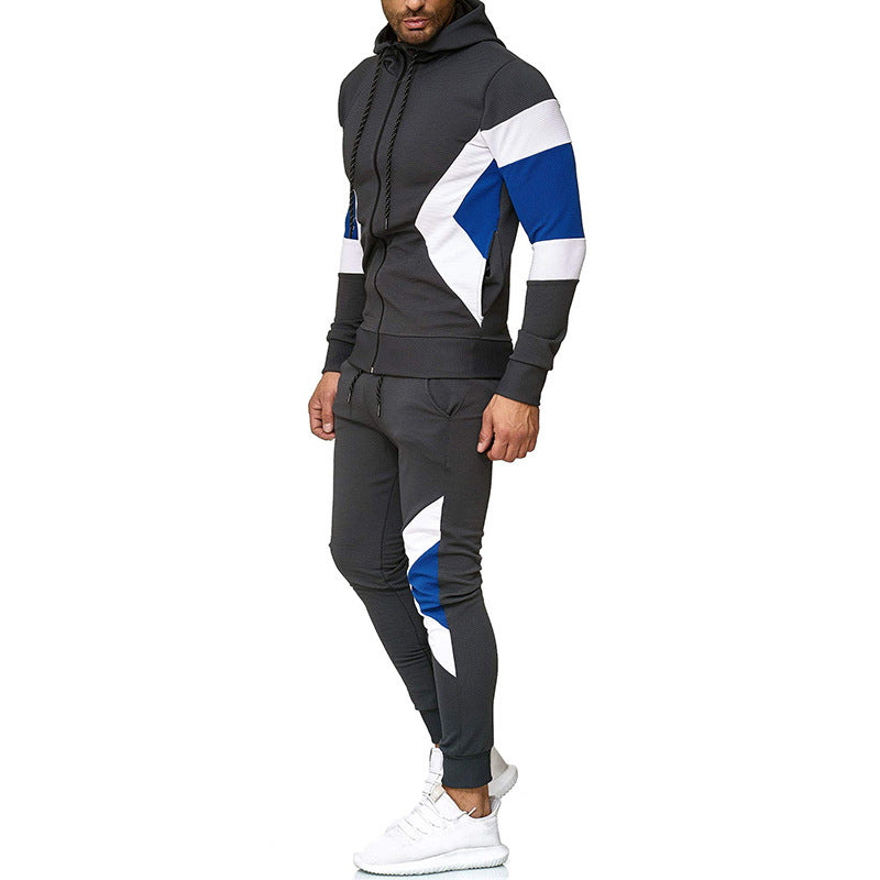 Men's Color Block Hoodie and Sweatpants Set