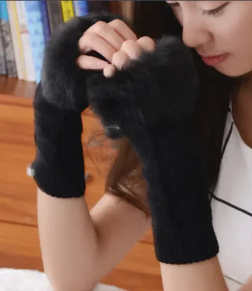 Load image into Gallery viewer, Women Plush Half Finger Gloves
