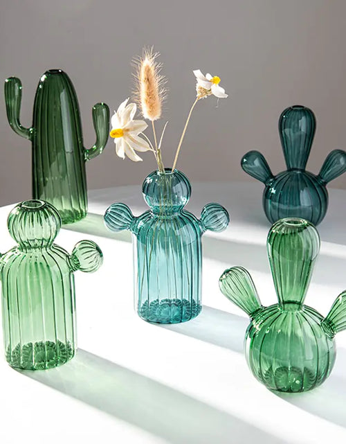 Load image into Gallery viewer, Modern Transparent Cactus Glass Vase for Room Decoration
