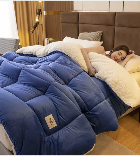 Thickened Milk Fiber Velvet Duvet Insert – Double-Sided Warm Quilt