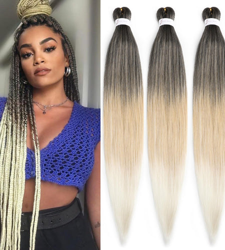(Black Owned) 1B/27/613 Braiding Hair 22Inch Ombre Pre stretched Braiding Hair 3packs Braiding Hair